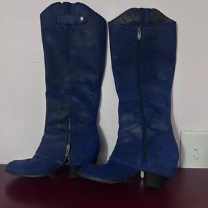 Fergie blue leather boots size 8
